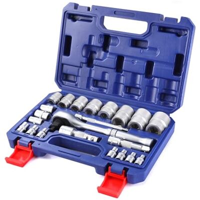 WORKPRO Jeu de 22 Douilles avec Clé à Cliquet 1/4", 3/8", 1/2" (72 Dents), 3 Barre d'Extension, Boîte Pratique et Résistante, Coffret Douille Cliquet pour Outillage Mecanique Auto WORKPRO Jeu de 22 Douilles avec Clé à Cliquet 1/4", 3/8", 1/2" (72 Dents), 3 Barre d'Extension, Boîte Pratique et Résistante, Coffret Douille Cliquet pour Outillage Mecanique Auto