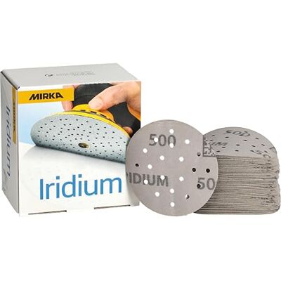 Mirka abrasive sheets Iridium Ø 77mm grain 500 50 pcs autoagrippant Pour ponçage précis peinture mastic apprêt bois acier matériaux minéraux plastique compatible autoagrippant haute durabilité Mirka abrasive sheets Iridium Ø 77mm grain 500 50 pcs autoagrippant Pour ponçage précis peinture mastic apprêt bois acier matériaux minéraux plastique compatible autoagrippant haute durabilité