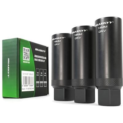 HASKYY Jeu de 3 douilles hexagonales pour bougie d'allumage 3/8" SW 14 16 18 mm HASKYY Jeu de 3 douilles hexagonales pour bougie d'allumage 3/8" SW 14 16 18 mm
