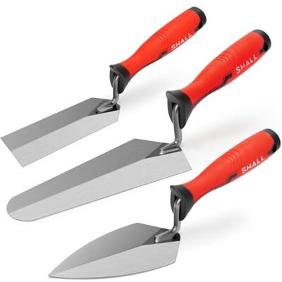 Shall Lot de 3 Truelles de Finition avec Poignées Souples Truelle à Joints, Truelle de Jaugeage et Truelle Marguerite Outils de Maçonnerie Shall Lot de 3 Truelles de Finition avec Poignées Souples Truelle à Joints, Truelle de Jaugeage et Truelle Marguerite Outils de Maçonnerie