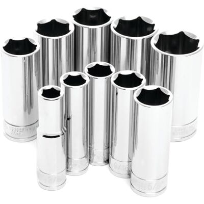 PERFORMANCE TOOL W38300 3/8-Inch Drive 10-Piece SAE Deep Socket Set PERFORMANCE TOOL W38300 3/8-Inch Drive 10-Piece SAE Deep Socket Set