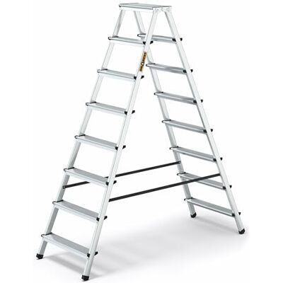 DRABEST Échelle en Aluminium 2x8 Marches Escabeau Double Face Pliable Utilitaire Escabeau XXL Antidérapant Charge Max 125 kg DRABEST Échelle en Aluminium 2x8 Marches Escabeau Double Face Pliable Utilitaire Escabeau XXL Antidérapant Charge Max 125 kg