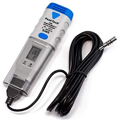 PeakTech 5185 Enregistreur de Données USB avec 32.000 lectures pour la Mesure de l'Humidité et de la Température, Écran LCD, Logiciel PC, Capteur Externe 60g PeakTech 5185 Enregistreur de Données USB avec 32.000 lectures pour la Mesure de l'Humidité et de la Température, Écran LCD, Logiciel PC, Capteur Externe 60g