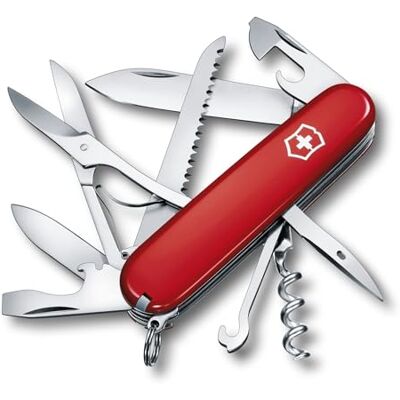 Victorinox Huntsman Couteau de Poche Suisse, Léger, Multitool, 15 Fonctions, Grand Lame, Tire Bouchon, Ouvre Boite, Rouge Victorinox Huntsman Couteau de Poche Suisse, Léger, Multitool, 15 Fonctions, Grand Lame, Tire Bouchon, Ouvre Boite, Rouge