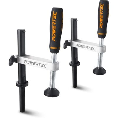 POWERTEC 71530-P2 Lot de 2 colliers de serrage pour établi pour le travail du bois, serrage réglable pour table MFT de trou de chien de 19 mm POWERTEC 71530-P2 Lot de 2 colliers de serrage pour établi pour le travail du bois, serrage réglable pour table MFT de trou de chien de 19 mm