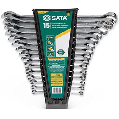 SATA Lot de 15 clés mixtes 12 points Tailles SAE 0,6 cm – 2,5 cm Chargement hors coin ST08411G SATA Lot de 15 clés mixtes 12 points Tailles SAE 0,6 cm – 2,5 cm Chargement hors coin ST08411G