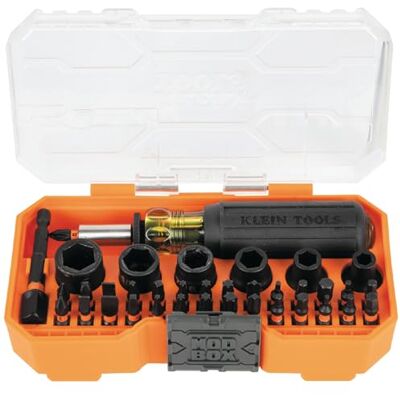 KLEIN TOOLS ProFlex 33805 Coffret d'outils 38 pièces SAE résistant aux chocs avec boîtier modulaire, acier S2, magnétique, tournevis réglable, 29 embouts, 6 tailles de douilles SAE KLEIN TOOLS ProFlex 33805 Coffret d'outils 38 pièces SAE résistant aux chocs avec boîtier modulaire, acier S2, magnétique, tournevis réglable, 29 embouts, 6 tailles de douilles SAE