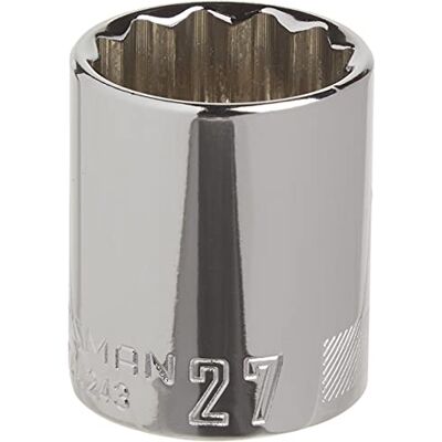 Craftsman Douille peu profonde, métrique, entraînement 1/2", 27 mm, 12 points (CMMT44243) Craftsman Douille peu profonde, métrique, entraînement 1/2", 27 mm, 12 points (CMMT44243)