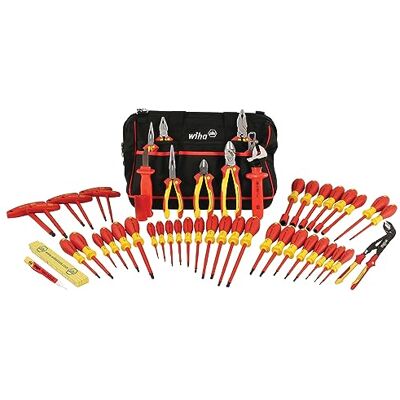 Wiha 32874 Lot de 50 outils isolés avec pinces, fraises, tournevis, poignées en T, couteau, règle et détecteur de tension Wiha 32874 Lot de 50 outils isolés avec pinces, fraises, tournevis, poignées en T, couteau, règle et détecteur de tension