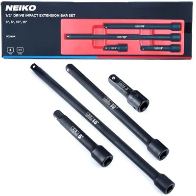 Neiko 00248A – Ensemble de barres d'extension à choc de 1,27 cm, extension de douille à choc en acier CrV, ensemble d'extension à choc 1/2 comprenant 7,6 cm, 12,7 cm, 25,4 cm, 38,1 cm Neiko 00248A – Ensemble de barres d'extension à choc de 1,27 cm, extension de douille à choc en acier CrV, ensemble d'extension à choc 1/2 comprenant 7,6 cm, 12,7 cm, 25,4 cm, 38,1 cm