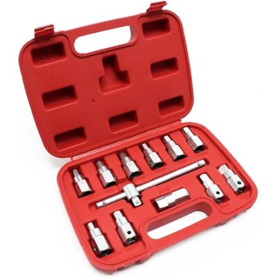 WilTec Coffret de douille de vidange 12 pièces Kit de clés Outil pour Huile de voiture et d’automobile WilTec Coffret de douille de vidange 12 pièces Kit de clés Outil pour Huile de voiture et d’automobile