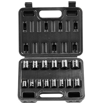 VEVOR Lot de 14 douilles à choc de 1 cm, 14 douilles peu profondes métriques de 7 à 20 mm, alliage d'acier Cr-Mo à 6 points pour réparation automobile, marquages de taille faciles à lire, construction VEVOR Lot de 14 douilles à choc de 1 cm, 14 douilles peu profondes métriques de 7 à 20 mm, alliage d'acier Cr-Mo à 6 points pour réparation automobile, marquages de taille faciles à lire, construction