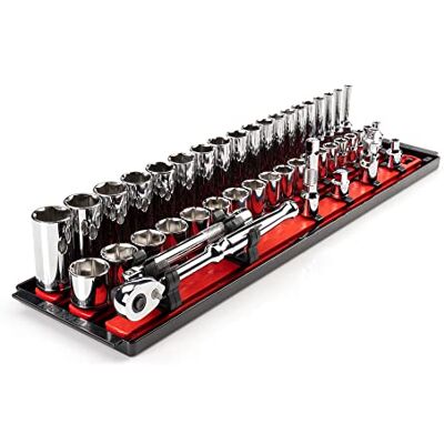 TEKTON Jeu de douilles 6 pans et cliquet avec rails, 44 pièces (6-24 mm) SKT13201 TEKTON Jeu de douilles 6 pans et cliquet avec rails, 44 pièces (6-24 mm) SKT13201