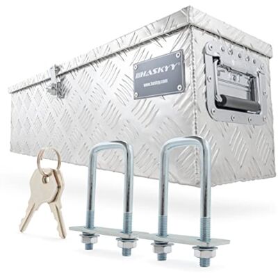 HASKYY Boîte à outils Caisse de Transport et Rangement en aluminium 37 l pour remorques de voiture avec système de verrouillage et 2 clés 80 x 22 x 22 cm HASKYY Boîte à outils Caisse de Transport et Rangement en aluminium 37 l pour remorques de voiture avec système de verrouillage et 2 clés 80 x 22 x 22 cm