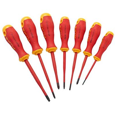 Fluke Kit de 7 tournevis isolés, 1 000 V (3 plats, 2 Phillips, 2 carrés) Fluke Kit de 7 tournevis isolés, 1 000 V (3 plats, 2 Phillips, 2 carrés)
