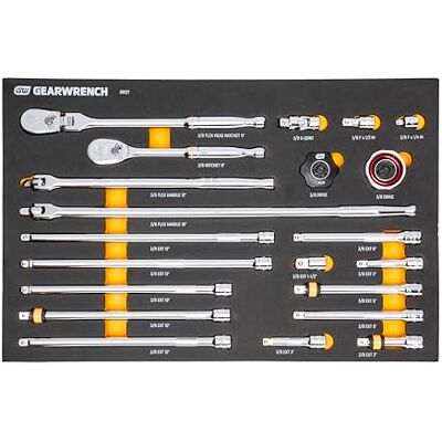 GEARWRENCH Lot de 21 outils à cliquet 90T 90T avec plateau en mousse EVA – 86521 GEARWRENCH Lot de 21 outils à cliquet 90T 90T avec plateau en mousse EVA – 86521