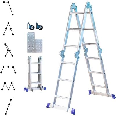 Hoström Échelle pliante articulée STAVALANCE 4x3 marches, échafaudage multifonction, entretoise murale, tabouret, 2 plaques pour plate-forme de travail. Hoström Échelle pliante articulée STAVALANCE 4x3 marches, échafaudage multifonction, entretoise murale, tabouret, 2 plaques pour plate-forme de travail.