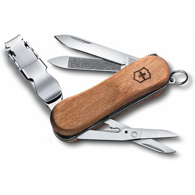 Victorinox Taschenmesser Holz Nagelknipser 580 (6 Funktionen, Klinge, Nagelfeile, Nagelknipser, Schere, Ring) Couteau de poche fabriqué en Suisse, écailles colorées, porte-clés compact, usage quotidien Victorinox Taschenmesser Holz Nagelknipser 580 (6 Funktionen, Klinge, Nagelfeile, Nagelknipser, Schere, Ring) Couteau de poche fabriqué en Suisse, écailles colorées, porte-clés compact, usage quotidien