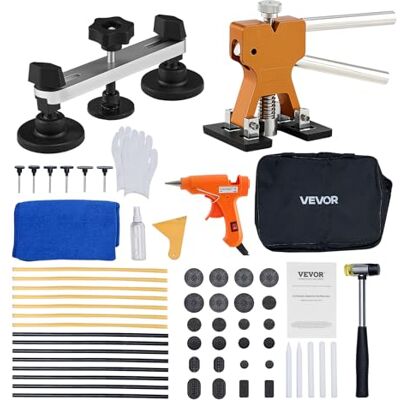 VEVOR Lot de 60 outils de débosselage sans peinture avec levier doré, extracteur de pont, maillet en caoutchouc, pistolet à colle, outil pour enlever les dommages causés par la grêle sur la VEVOR Lot de 60 outils de débosselage sans peinture avec levier doré, extracteur de pont, maillet en caoutchouc, pistolet à colle, outil pour enlever les dommages causés par la grêle sur la