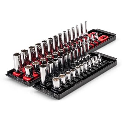 TEKTON Jeu de douilles 1/4" 12 pans avec rails, 50 pièces (5/32-9/16", 4-15 mm) SHD90216 TEKTON Jeu de douilles 1/4" 12 pans avec rails, 50 pièces (5/32-9/16", 4-15 mm) SHD90216