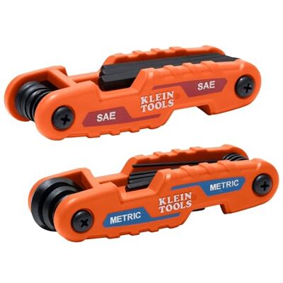 KLEIN TOOLS 70542 Lot de 2 clés hexagonales pliantes métriques et SAE, ensemble portable 17 clés, lames à effet de levier élevé, lot de 2 KLEIN TOOLS 70542 Lot de 2 clés hexagonales pliantes métriques et SAE, ensemble portable 17 clés, lames à effet de levier élevé, lot de 2