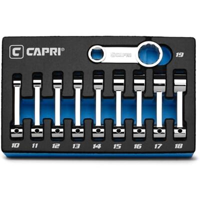 Capri Tools Lot de 10 adaptateurs de couple 1 cm, 12 points, 10 à 19 mm, métrique, avec plateau de mécanicien Capri Tools Lot de 10 adaptateurs de couple 1 cm, 12 points, 10 à 19 mm, métrique, avec plateau de mécanicien