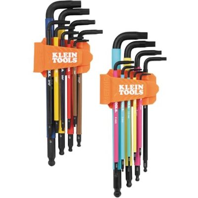 KLEIN TOOLS BLS18 Jeu de clés hexagonales à code couleur, SAE et métrique, traitées thermiquement, style L, 1/16" à 3/8" et 1,5 mm à 10 mm, 18 pièces KLEIN TOOLS BLS18 Jeu de clés hexagonales à code couleur, SAE et métrique, traitées thermiquement, style L, 1/16" à 3/8" et 1,5 mm à 10 mm, 18 pièces