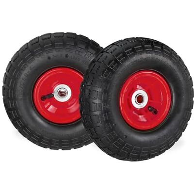 Relaxdays 2 roues pour diable 4.1/3.5-4, de rechange avec air, axe de 16 mm, jusqu’à 136 kg, 260 x 85 mm, noir-rouge Relaxdays 2 roues pour diable 4.1/3.5-4, de rechange avec air, axe de 16 mm, jusqu’à 136 kg, 260 x 85 mm, noir-rouge