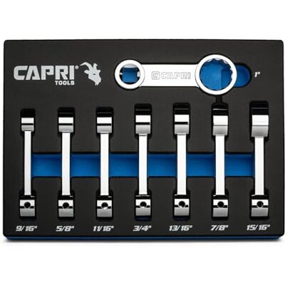 Capri Tools Lot de 8 adaptateurs de couple 1/2", extrémité boîte 12 points, 9/16 à 1", SAE, 8 pièces avec plateau de mécanicien Capri Tools Lot de 8 adaptateurs de couple 1/2", extrémité boîte 12 points, 9/16 à 1", SAE, 8 pièces avec plateau de mécanicien