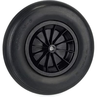Relaxdays Roue de brouette 4.80/4.00-8, pneu en caoutchouc PU, jante plastique, charge max. 100 kg, increvable, noire Relaxdays Roue de brouette 4.80/4.00-8, pneu en caoutchouc PU, jante plastique, charge max. 100 kg, increvable, noire