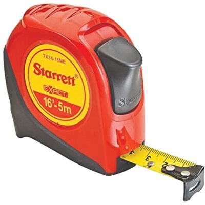 Starrett Mètre ruban de poche – 5M KTX34-16ME-N Exact Clip ceinture en acier et bouton de verrouillage – Plastique ABS résistant aux chocs avec surmoulage en caoutchouc Starrett Mètre ruban de poche – 5M KTX34-16ME-N Exact Clip ceinture en acier et bouton de verrouillage – Plastique ABS résistant aux chocs avec surmoulage en caoutchouc