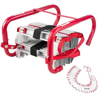VEVOR Échelle de corde de secours 15,2 m, échelle d'incendie rétractable en alliage d'aluminium pour 5 à 6 étages, capacité de charge de 453,6 kg, avec sangle de sécurité en polyester, marches VEVOR Échelle de corde de secours 15,2 m, échelle d'incendie rétractable en alliage d'aluminium pour 5 à 6 étages, capacité de charge de 453,6 kg, avec sangle de sécurité en polyester, marches