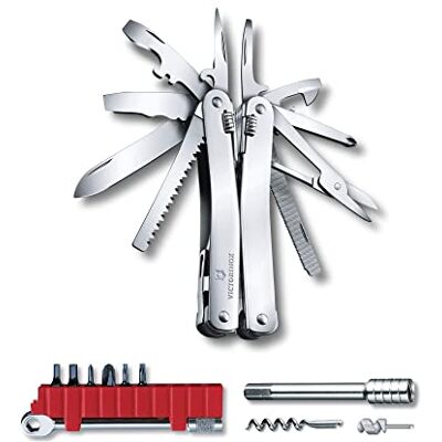 Victorinox Outil Multifonction Swiss Tool Spirit X Plus Ratchet, 36 Fonctions, Swiss Made, Outil Multifonction avec Lame Blocable et Pince à Bec, y c. Étui-Ceinture Nylon, Argent Victorinox Outil Multifonction Swiss Tool Spirit X Plus Ratchet, 36 Fonctions, Swiss Made, Outil Multifonction avec Lame Blocable et Pince à Bec, y c. Étui-Ceinture Nylon, Argent