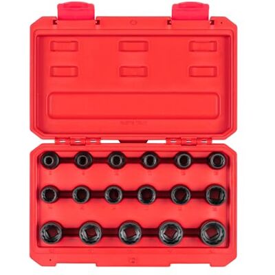 TEKTON SID92338 Lot de 17 douilles à choc 12 pans de 12,7 mm avec étui, 8-24 mm TEKTON SID92338 Lot de 17 douilles à choc 12 pans de 12,7 mm avec étui, 8-24 mm