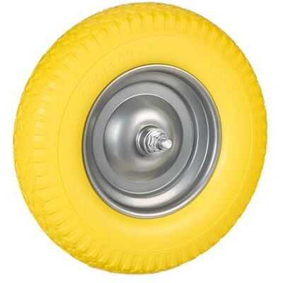 Relaxdays Roue de brouette 4.00-8, caoutchouc, avec axe, rechange diable, robuste, charge max. de 100 kg, jaune gris Relaxdays Roue de brouette 4.00-8, caoutchouc, avec axe, rechange diable, robuste, charge max. de 100 kg, jaune gris