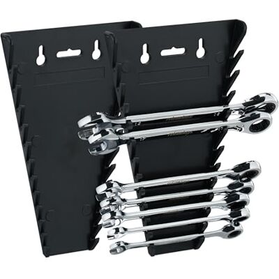 Relaxdays Support pour clés plates, lot de 2, magnétique, 12 emplacements, porte-outils, clé fourche 6-24 mm, ABS, noir Relaxdays Support pour clés plates, lot de 2, magnétique, 12 emplacements, porte-outils, clé fourche 6-24 mm, ABS, noir