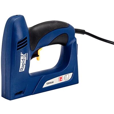 Rapid elektrische tacker ESN530 voor nieten No. 53 en Brads No. 8 Voor hout en stoffen; Platte Front; softgrip; voor nieten No. 53, 6-14mm; voor Brads No. 8, 15mm Rapid elektrische tacker ESN530 voor nieten No. 53 en Brads No. 8 Voor hout en stoffen; Platte Front; softgrip; voor nieten No. 53, 6-14mm; voor Brads No. 8, 15mm