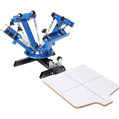 VEVOR Machine de sérigraphie, 4 couleurs, 1 station, presse sérigraphie rotative à 360°, presse à sérigraphie 54 x 45 cm, palette de positionnement à double couche pour impression de t-shirts VEVOR Machine de sérigraphie, 4 couleurs, 1 station, presse sérigraphie rotative à 360°, presse à sérigraphie 54 x 45 cm, palette de positionnement à double couche pour impression de t-shirts