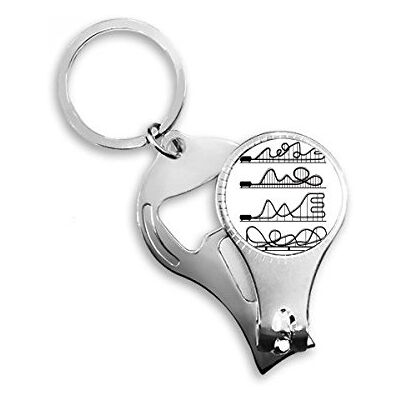 BeatChong Parc d'attractions Noir Roller Coaster Silhouette Porte-clés Bague multifonction Pince à ongles Décapsuleur Cadeau BeatChong Parc d'attractions Noir Roller Coaster Silhouette Porte-clés Bague multifonction Pince à ongles Décapsuleur Cadeau