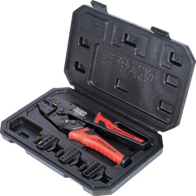 KLEIN TOOLS 3000CRKIT Kit de 4 outils de sertissage à cliquet, matrices interchangeables pour bornes thermorétractables, non isolés, isolés et à virole KLEIN TOOLS 3000CRKIT Kit de 4 outils de sertissage à cliquet, matrices interchangeables pour bornes thermorétractables, non isolés, isolés et à virole