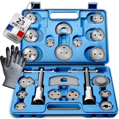 TRESKO ® Coffret repousse piston d'étriers de freins Set de 22 pièces, pour remplacement de disque Outil et adaptateurs, de mâchoire ou de plaquettes de frein, Kit universel… TRESKO ® Coffret repousse piston d'étriers de freins Set de 22 pièces, pour remplacement de disque Outil et adaptateurs, de mâchoire ou de plaquettes de frein, Kit universel…