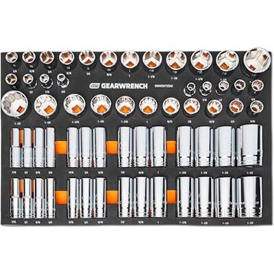GEARWRENCH Lot de 60 douilles SAE Drive Master 1/2" dans un plateau de rangement en mousse GWMSSKT12SAE GEARWRENCH Lot de 60 douilles SAE Drive Master 1/2" dans un plateau de rangement en mousse GWMSSKT12SAE