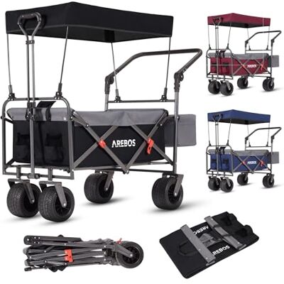 Arebos Chariot de transport Pliable avec Toit Chariot de luxe Chariot de Transport Pliable Chariot à main de luxe Chariot à outils sac XXL capacité de Charge de 100 kg Noir Arebos Chariot de transport Pliable avec Toit Chariot de luxe Chariot de Transport Pliable Chariot à main de luxe Chariot à outils sac XXL capacité de Charge de 100 kg Noir