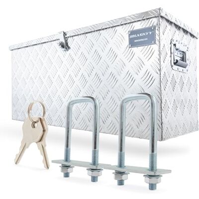HASKYY Boîte à outils Caisse de Transport et Rangement en aluminium 123 l pour remorques de voiture avec système de verrouillage et 2 clés 90 x 35 x 40 cm HASKYY Boîte à outils Caisse de Transport et Rangement en aluminium 123 l pour remorques de voiture avec système de verrouillage et 2 clés 90 x 35 x 40 cm