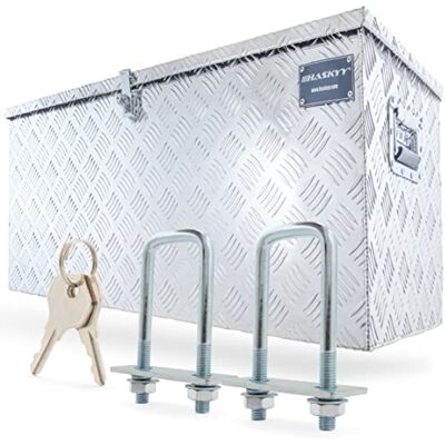 HASKYY Boîte à outils Caisse de Transport et Rangement en aluminium 165 l pour remorques de voiture avec système de verrouillage et 2 clés 110 x 38,5 x 40 cm HASKYY Boîte à outils Caisse de Transport et Rangement en aluminium 165 l pour remorques de voiture avec système de verrouillage et 2 clés 110 x 38,5 x 40 cm