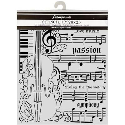 Stamperia Pochoir épais pour scrapbooking, albums, cartes, bullet journal, etc. Matériau flexible, facile à nettoyer, parfait pour les travaux manuels et les cadeaux (Symphony, violon) Stamperia Pochoir épais pour scrapbooking, albums, cartes, bullet journal, etc. Matériau flexible, facile à nettoyer, parfait pour les travaux manuels et les cadeaux (Symphony, violon)