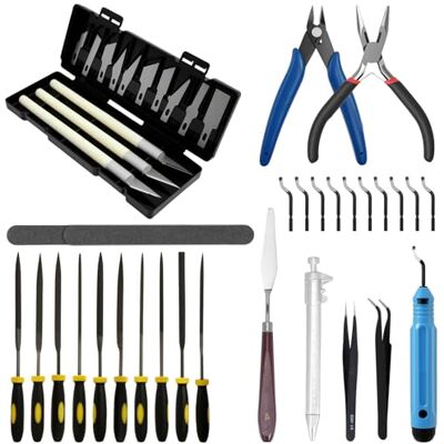 Foppla Lot de 42 outils pour imprimante 3D Outil de modélisation mintion, limes à aiguilles, outils d'ébavurage et couteaux de sculpture pour modélisme, bricolage, sculpture, découpe de pochoirs Foppla Lot de 42 outils pour imprimante 3D Outil de modélisation mintion, limes à aiguilles, outils d'ébavurage et couteaux de sculpture pour modélisme, bricolage, sculpture, découpe de pochoirs