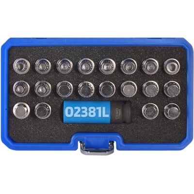 SW-Stahl 02381L Velgslot Demontageset 21 Delen Geschikt voor BMW Velgslotadapter en wielboutverwijderaar set voor BMW tot 2012, inclusief 20 adapters en 17 mm slagdop met beschermhuls SW-Stahl 02381L Velgslot Demontageset 21 Delen Geschikt voor BMW Velgslotadapter en wielboutverwijderaar set voor BMW tot 2012, inclusief 20 adapters en 17 mm slagdop met beschermhuls