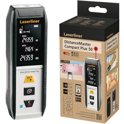 Laserliner DistanceMaster Compact 50 Plus Télémètre numérique avec plage de mesure de 50 m, mesure de longueur/surface/volume Laserliner DistanceMaster Compact 50 Plus Télémètre numérique avec plage de mesure de 50 m, mesure de longueur/surface/volume