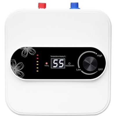 MINRS Chauffe-eau électrique sous table, 8 l, 1500 W, 220 V, 30-65 °C, pour lavabo, cuisine, salle de bain (blanc, noir) MINRS Chauffe-eau électrique sous table, 8 l, 1500 W, 220 V, 30-65 °C, pour lavabo, cuisine, salle de bain (blanc, noir)